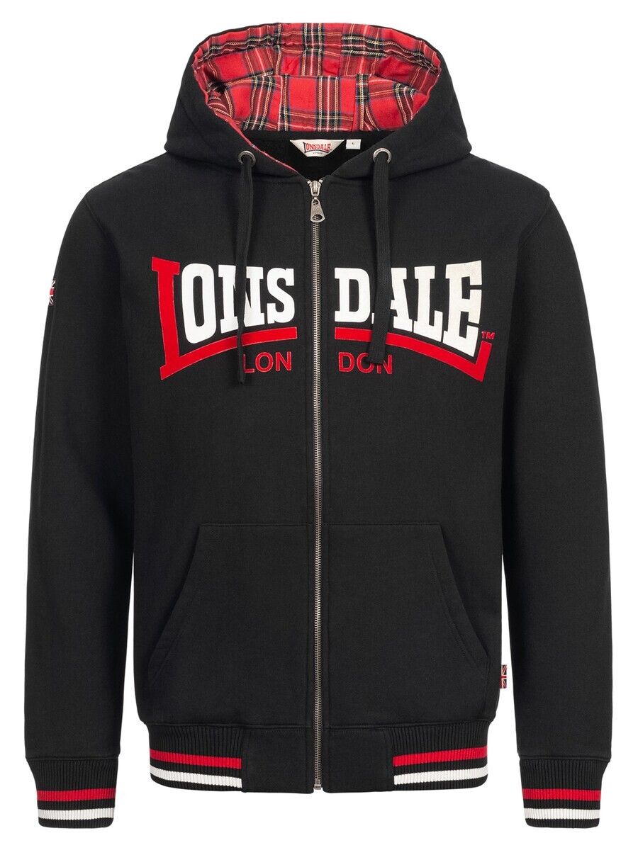 

Толстовка с капюшоном на молнии LONSDALE Zip-Up Hoodie Nateby, черный