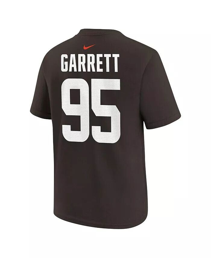 Футболка Big Boys and Girls Myles Garrett Brown Cleveland Browns с именем игрока и номером Nike, коричневый — фото 2