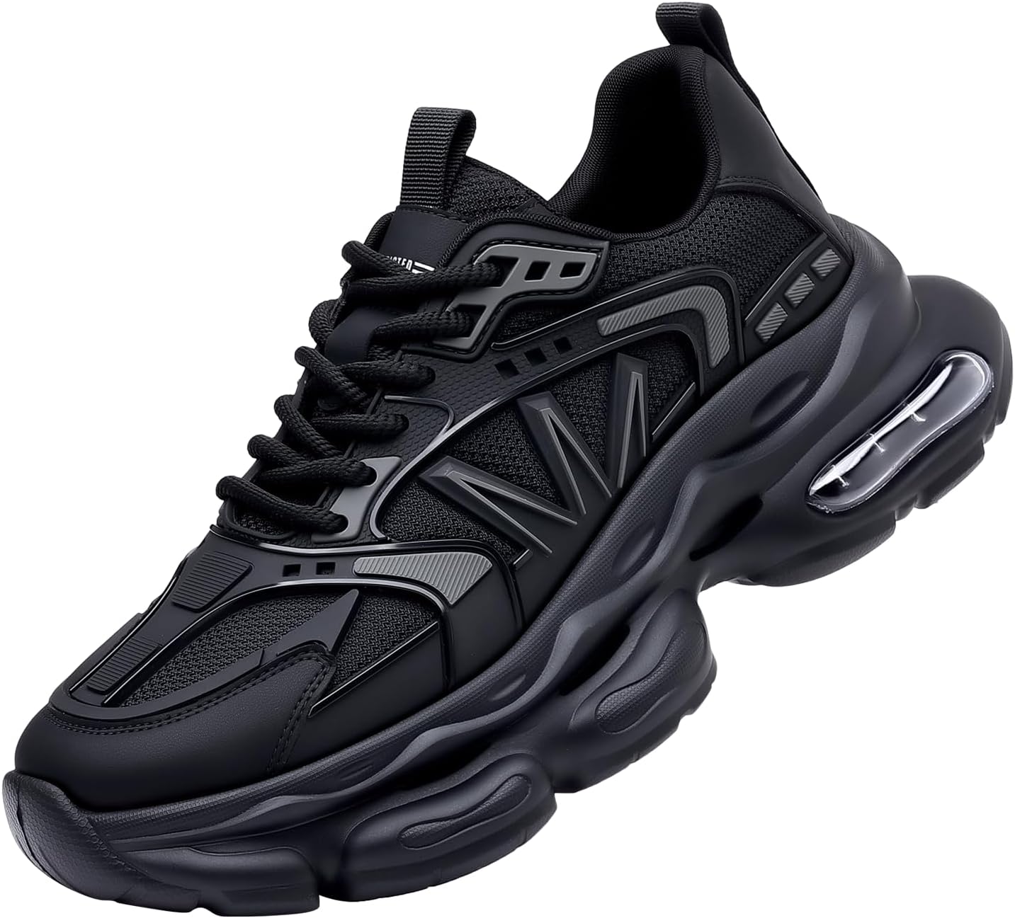 

Мужские повседневные спортивные кроссовки с шнуровкой, толстой подошвой, дышащей сеткой, удобные, противоскользящие, для работы и фитнеса Meixi Mobile, черный