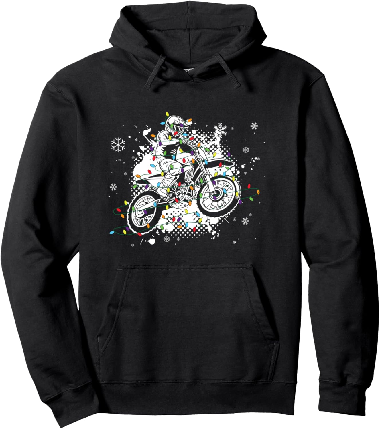 

Рождественская толстовка для мотокроссмена с рождественскими огнями Motocross Racing Christmas Apparel, черный