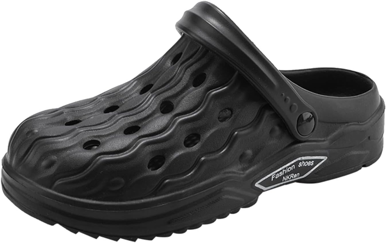 

Meidiastra Мужские и женские садовые сабо Летние пляжные сандалии Для дома и улицы Шлепанцы на плоской подошве с регулируемым задним ремешком, черный