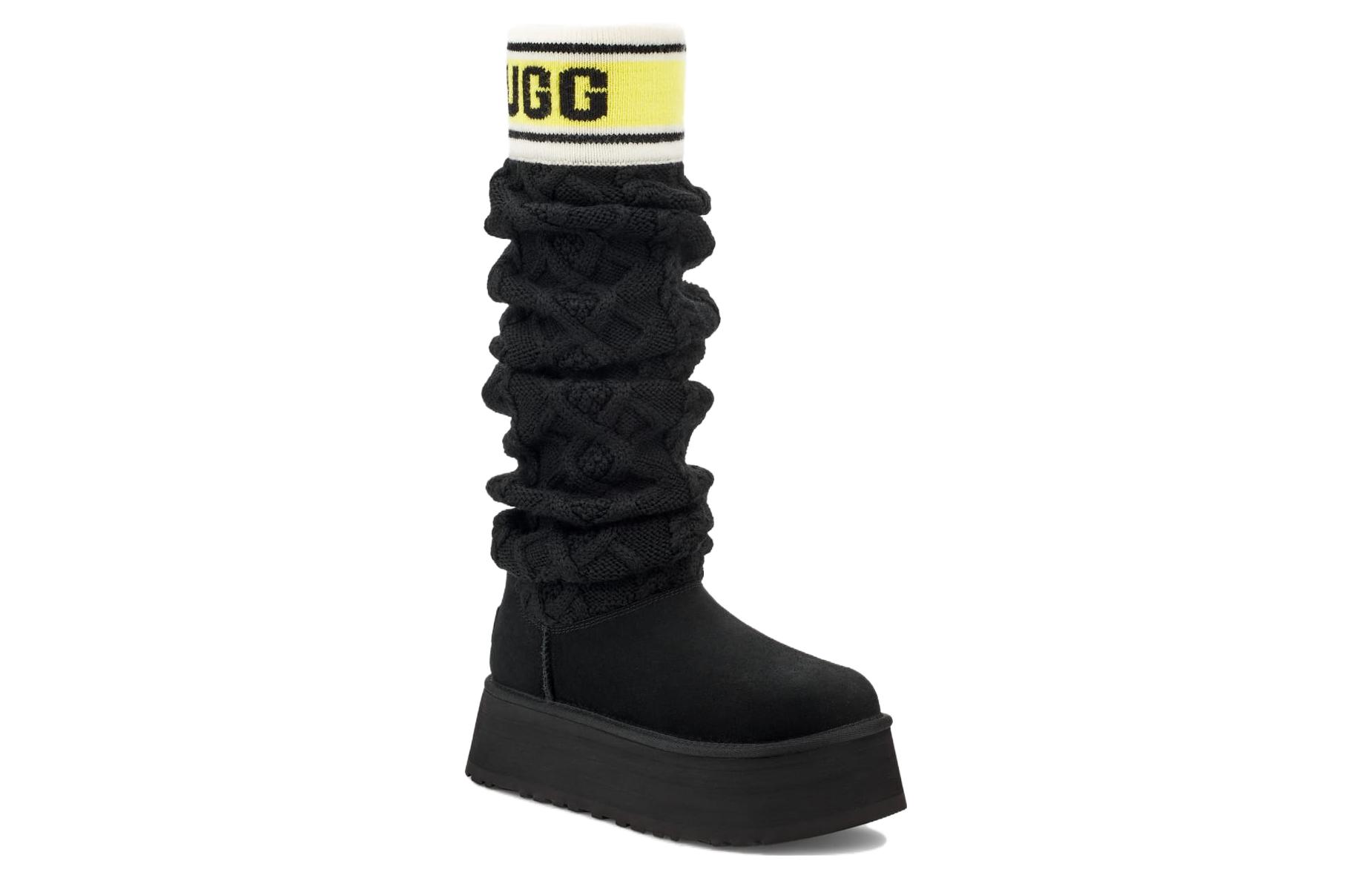 Сапоги высокие UGG с принтом, черный — фото 4