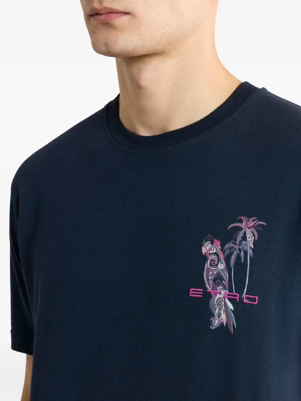 Футболка, вышитая попугаем Etro, синий — фото 4