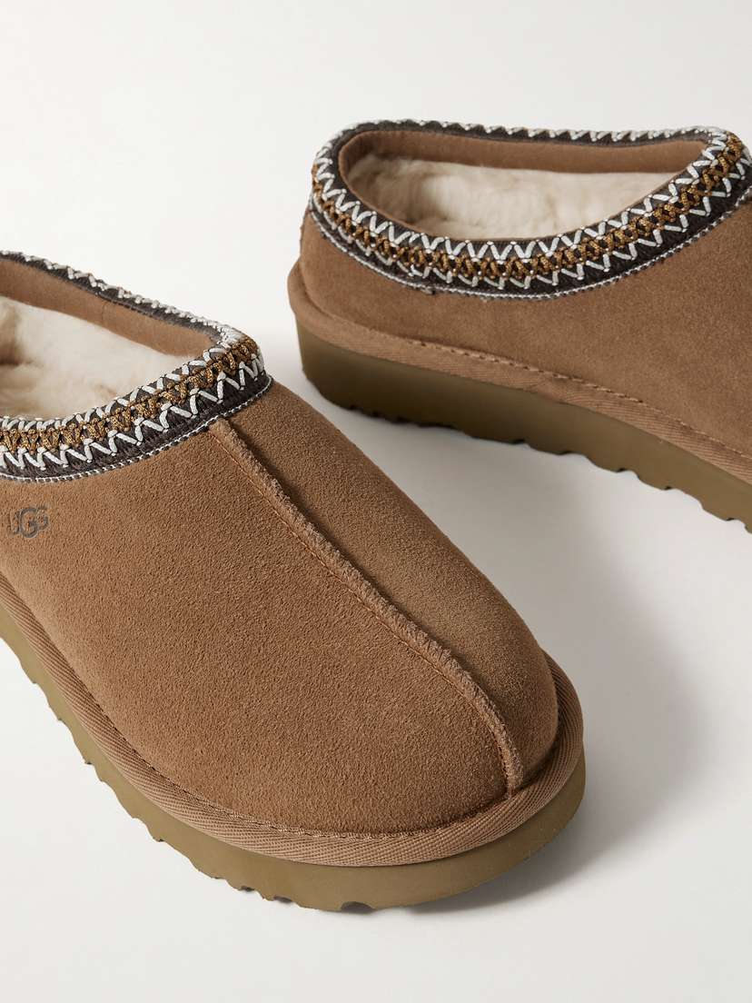 Тапочки из овчины с вышивкой Tasman Ugg, коричневый — фото 4