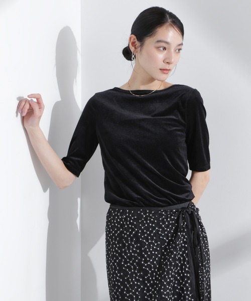 

Футболка с прозрачной велюровой спинкой и рукавами 5/4 NANO universe, черный