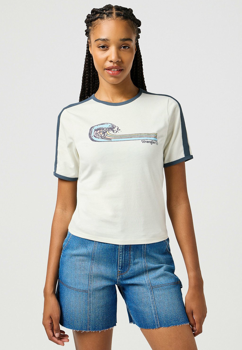 

Футболка с принтом SHORT SLEEVE RINGER Wrangler, слоновая кость