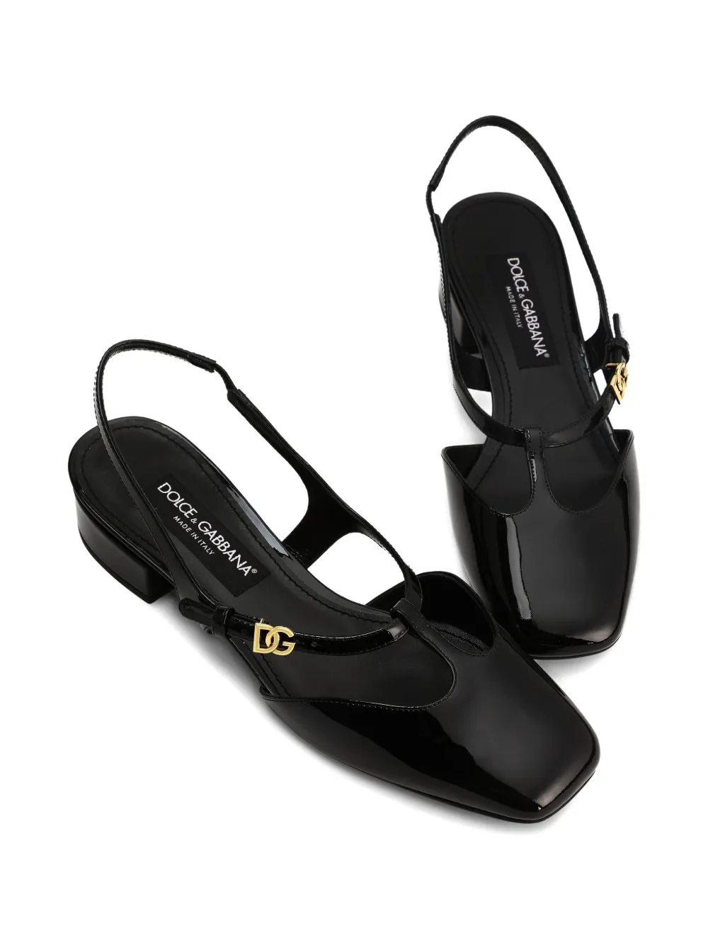Лакированные туфли с ремешком на пятке DOLCE & GABBANA, черный — фото 4