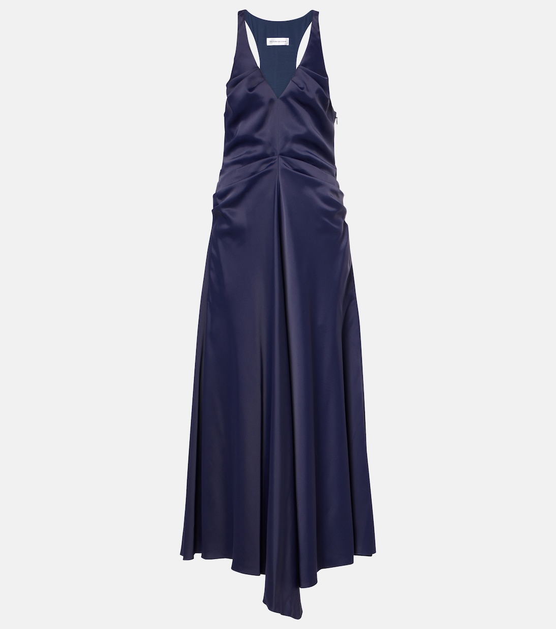 

Платье макси из атласа со сборками Victoria Beckham, Ink Blue