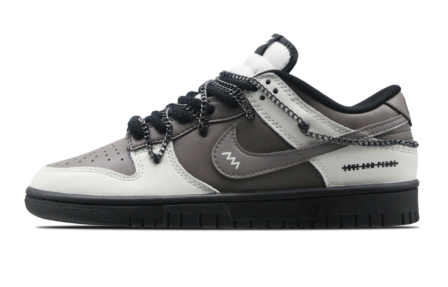 

Nike Противоскользящие износостойкие низкие кроссовки для скейтбординга dunk chains мужские black white brown