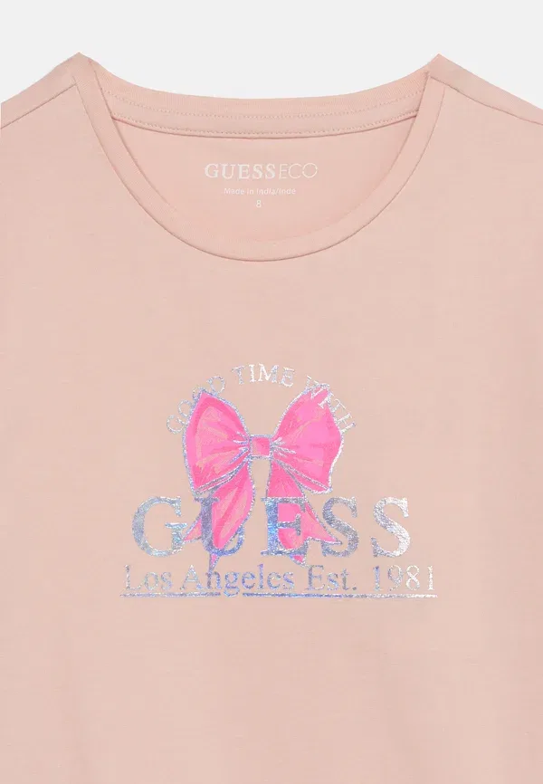 Футболка принтованная Guess Junior, цвет кукольный розовый — фото 4