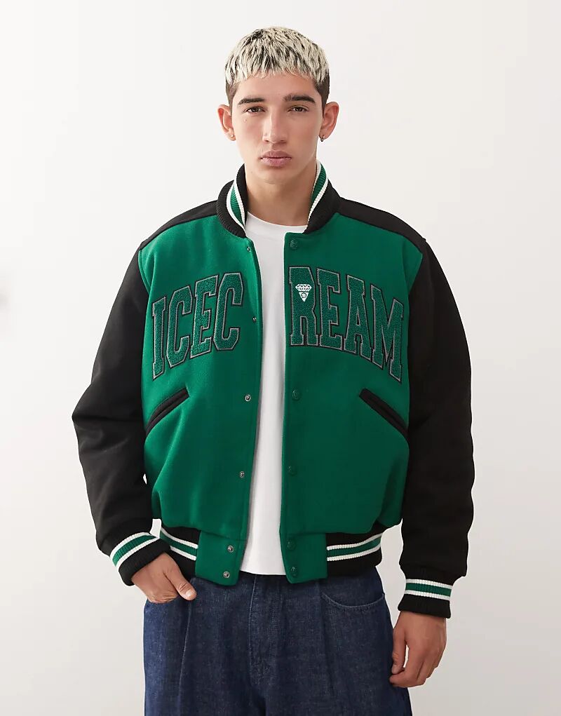 

Куртка-бомбер Ice Cream College в зеленом и черном цветах
