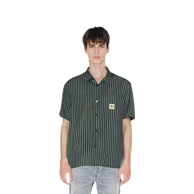 

Рубашка унисекс, синяя, с эффектом потертости Stussy, синий