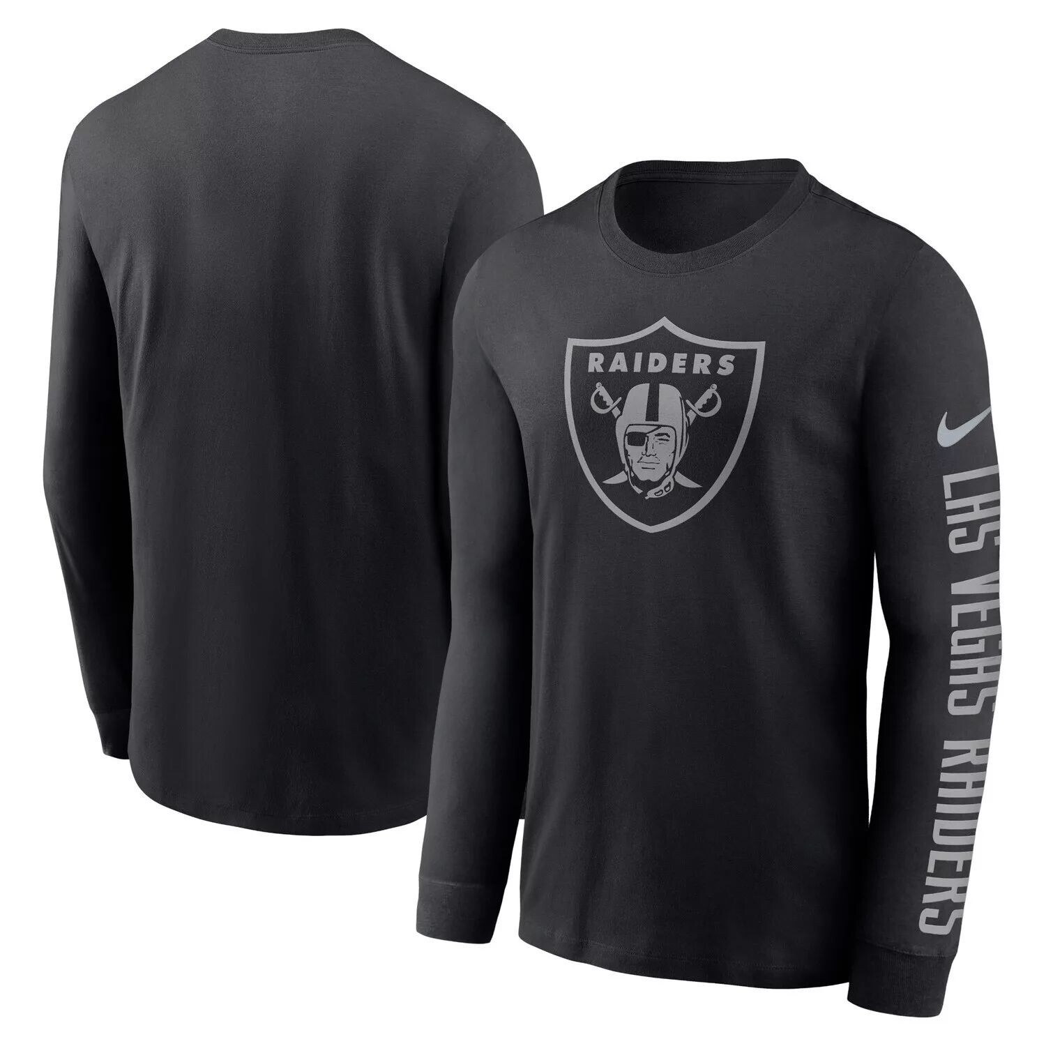 

Мужская черная футболка с названием и логотипом Nike Las Vegas Raiders RFLCTV, Черный, Мужская черная футболка с названием и логотипом Nike Las Vegas Raiders RFLCTV