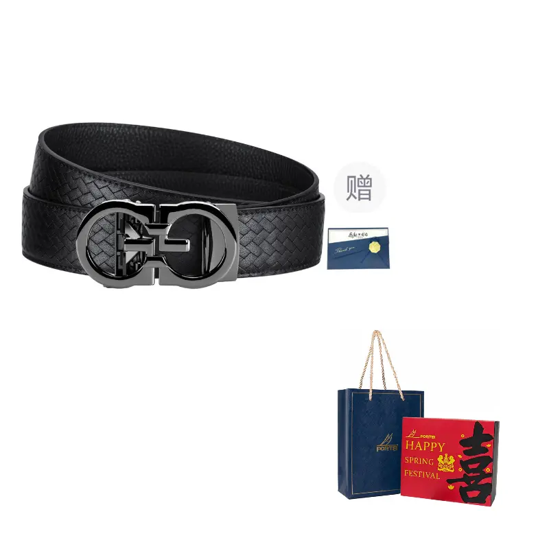 

Кожаные ремни для мужчин из коровьей кожи, цвет chromium, ширина 3.5 см, подарочный набор FORTEI, ft88006-woven strap