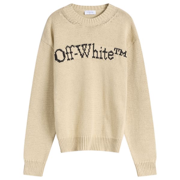

Крупный книжный свитер толстой вязки с круглым вырезом Off-White, бежевый
