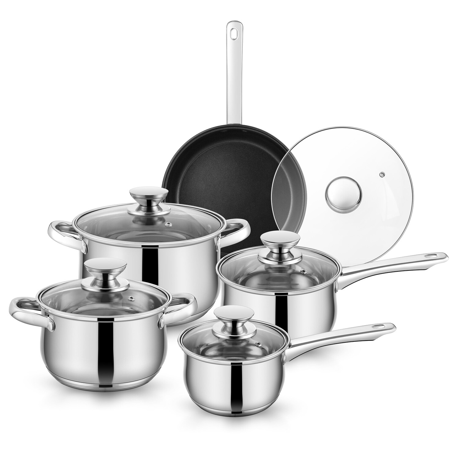 

Набор кастрюль и сковородок Coliware, серебряный