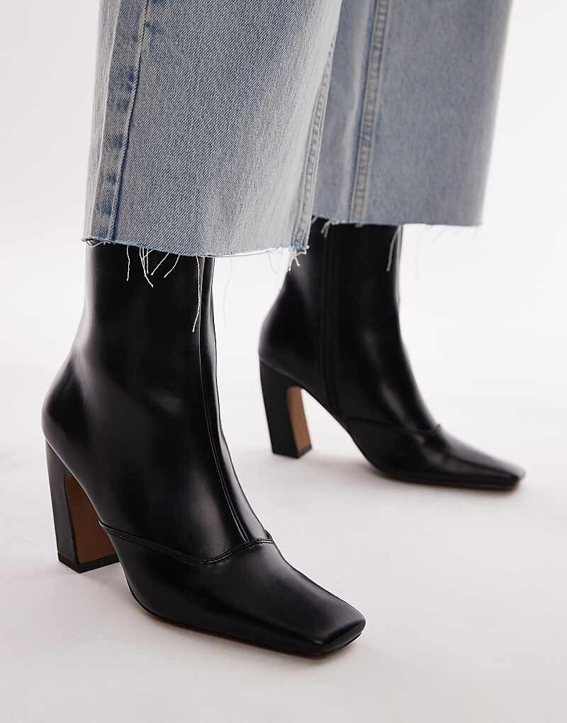 

Topshop – Nyla – Черные ботильоны на скошенном блочном каблуке
