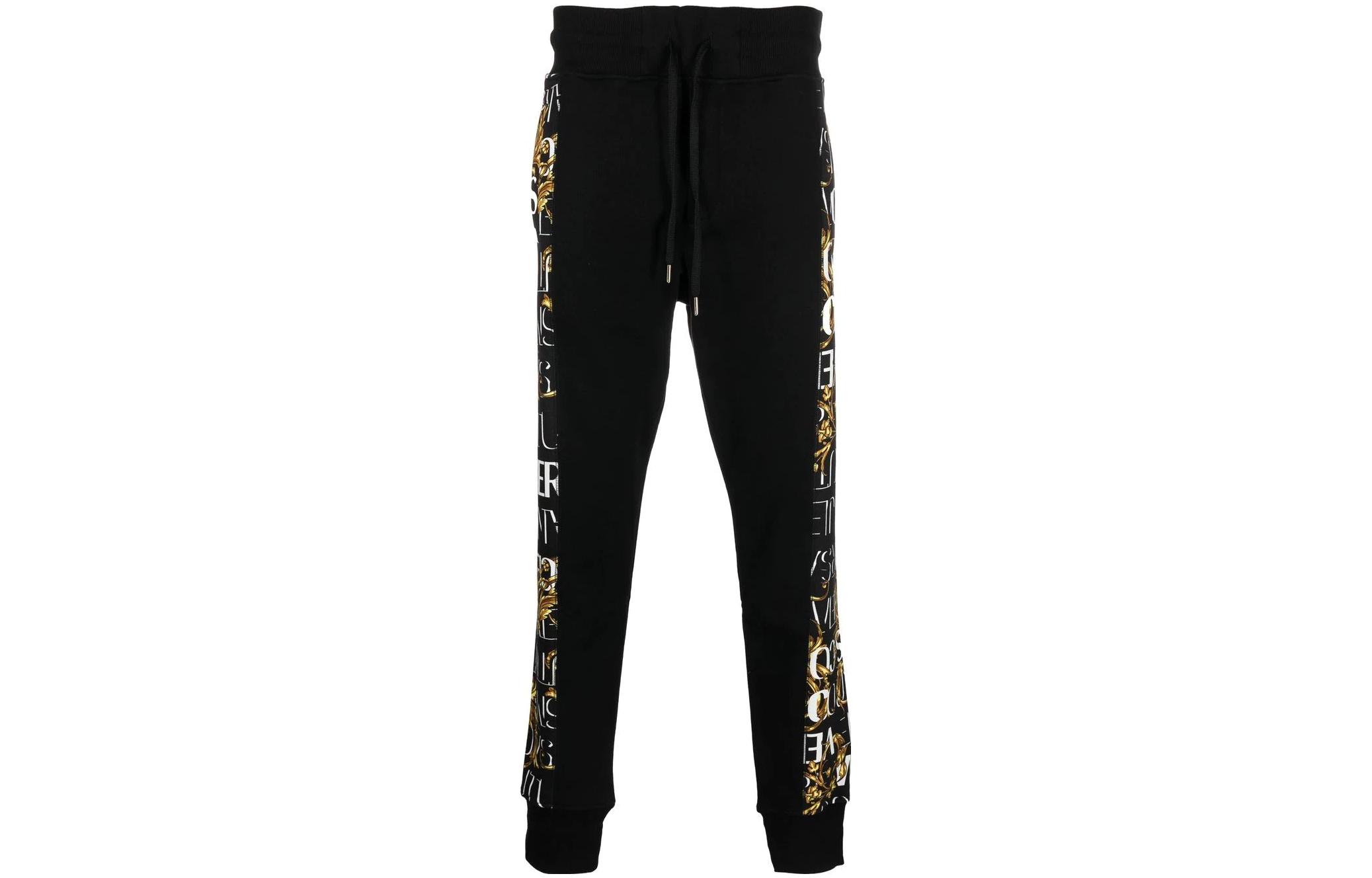 

Брюки спортивные с принтом логотипа и шнурком VERSACE JEANS COUTURE, черный