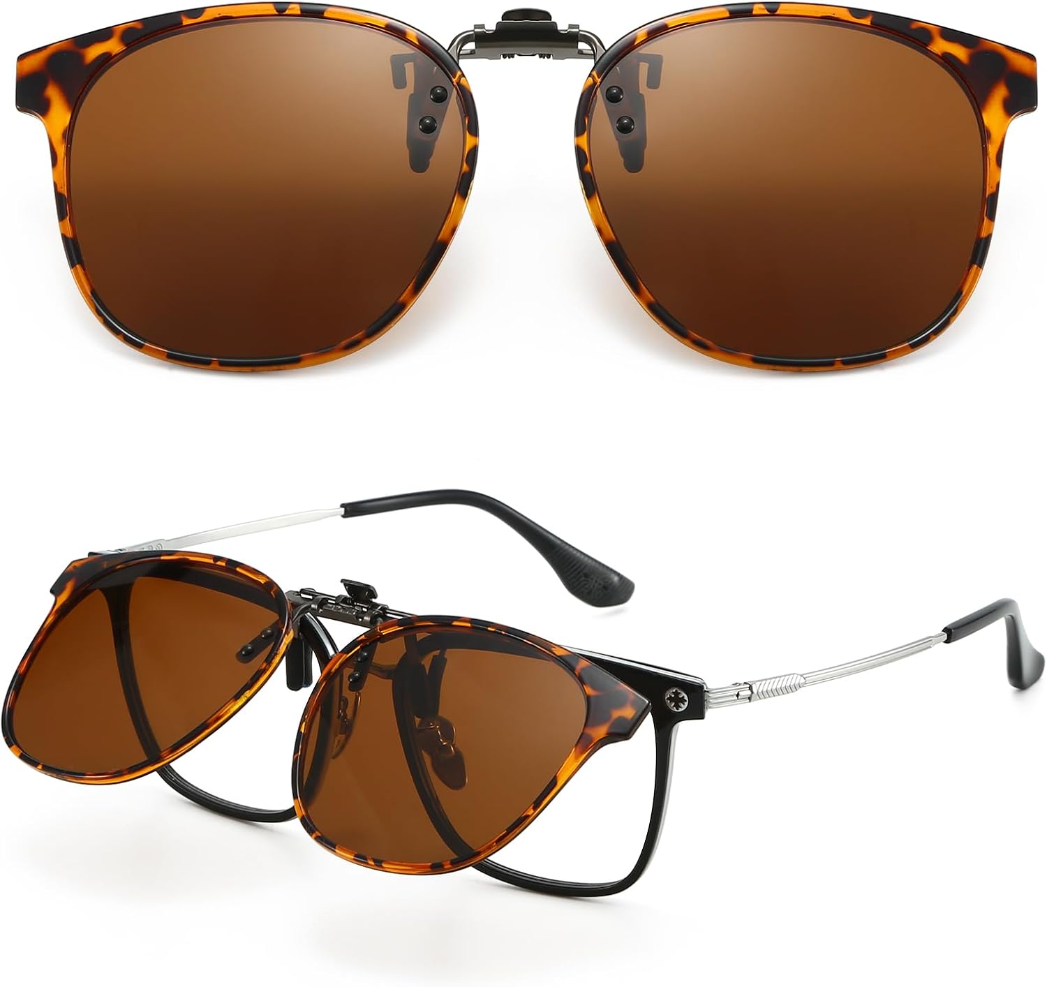 

Накладные солнцезащитные очки для мужчин и женщин - поляризованные линзы с антибликовым покрытием, 100% защита от УФ-излучения, универсальный размер, подходят для большинства очков VUEECLAT, Leopard-brown Lens