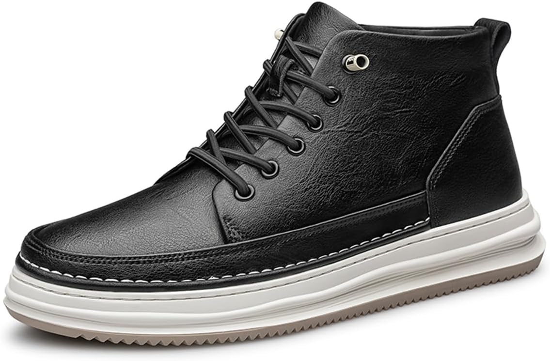 

Мужские туфли на подъемной подошве, легкие повседневные кожаные деловые ботинки, шнурованные ходовые кроссовки для мужчин, для официальных мероприятий Ukuboxbag, черный