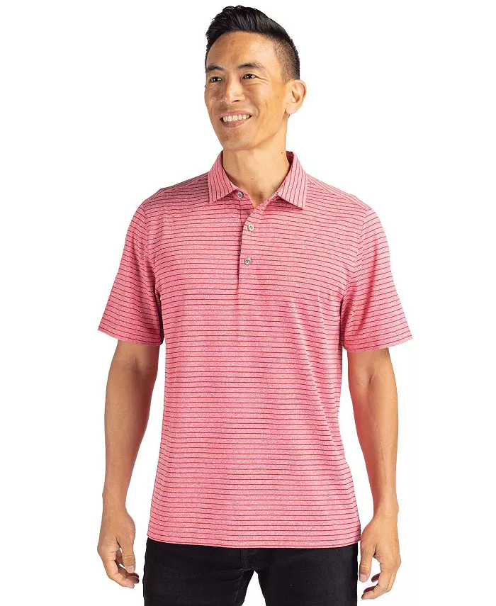 

Футболка-поло мужская Forge Eco Heather Stripe Stretch Recycled Big & Tall Cutter & Buck, синий