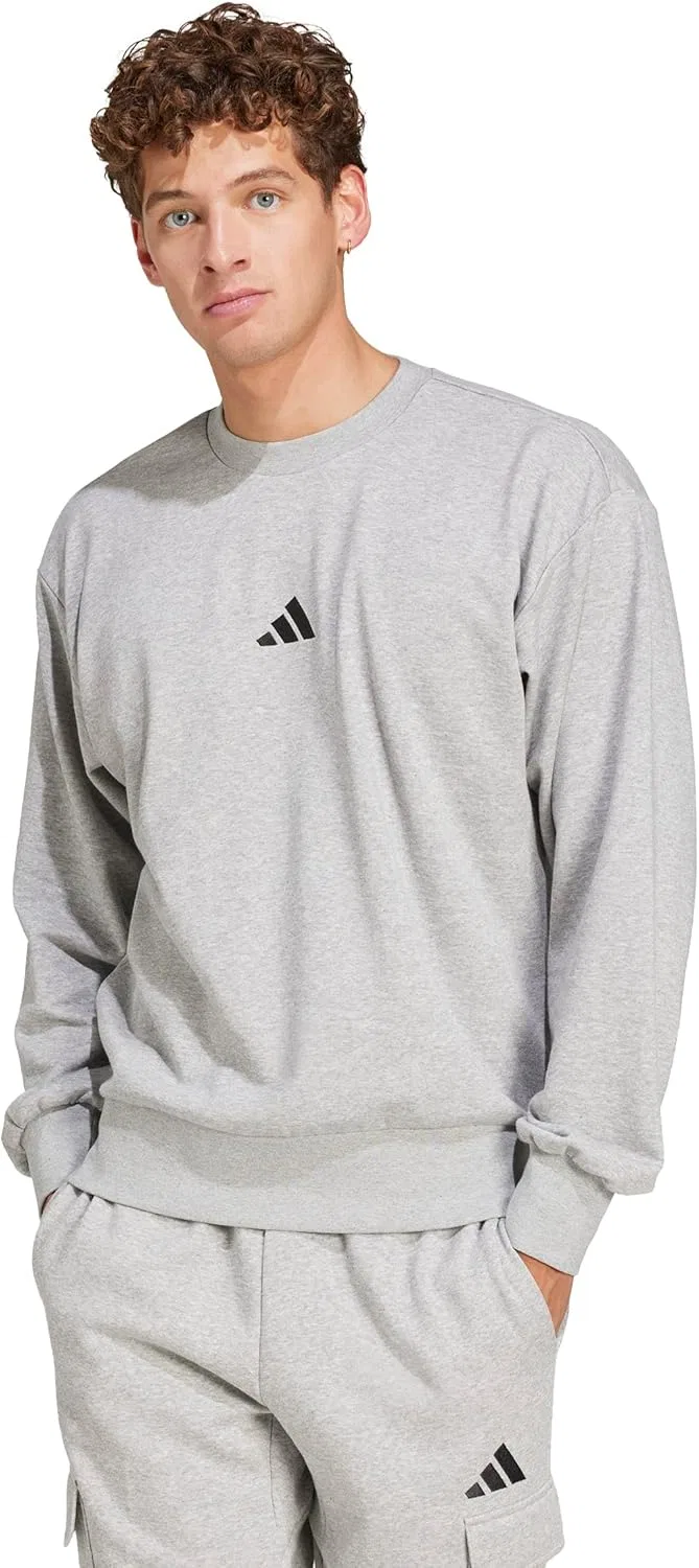 Мужская толстовка adidas Essentials Feelcozy French Terry, Medium Grey Heather/Black — фото 4