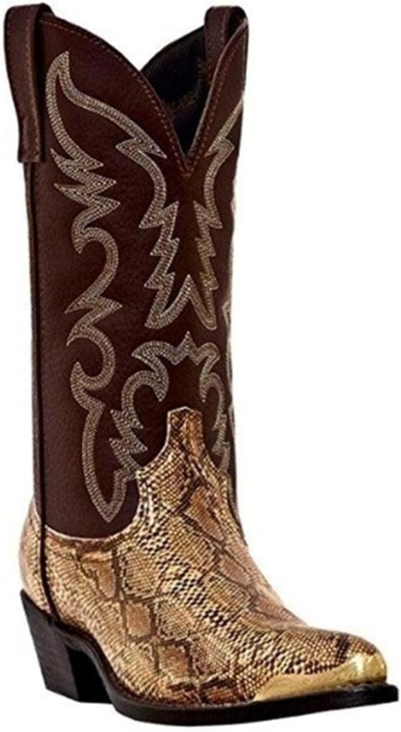 

Мужские ковбойские сапоги с широкой голенью, средней высоты, вышивкой, заостренным квадратным носком и массивным каблуком для работы на улице Generic, золотой