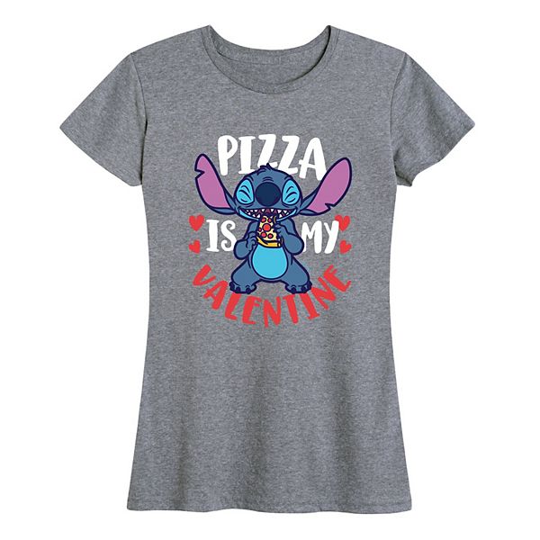 

Футболка Lilo & Stitch женская с принтом Pizza Valentine Disney, Heather Gray