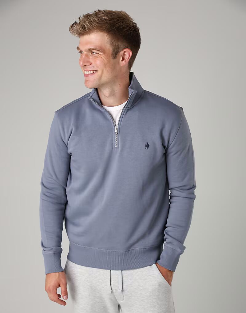 

Джемпер из хлопковой смеси с застежкой-молнией на половину длины, светло-голубого цвета French Connection