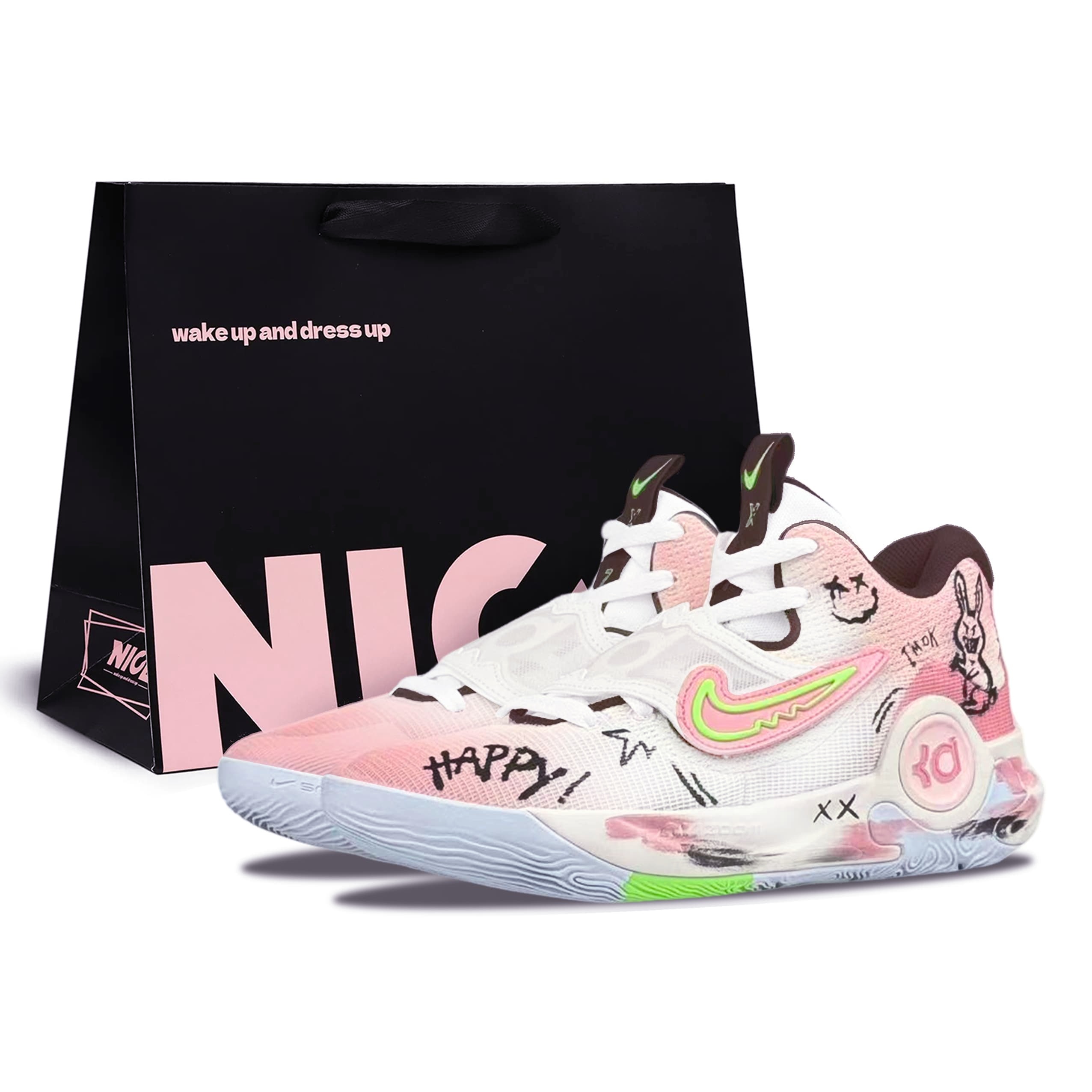 

Nike Баскетбольные кроссовки KD Trey 5 X с амортизацией, износостойкие, низкие, мужские, белые, розовые
