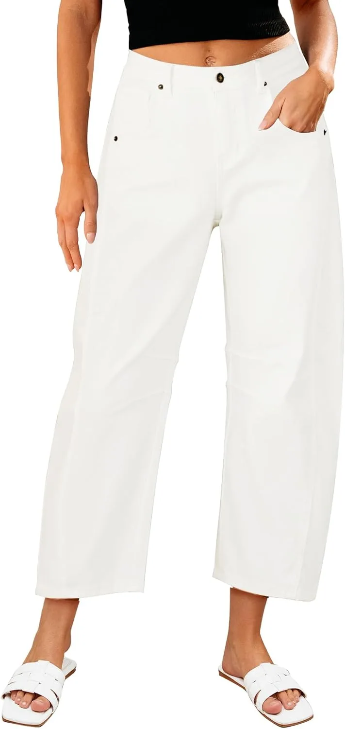 

Баррел джинсы для женщин с высокой талией, укороченные, широкие LookbookStore