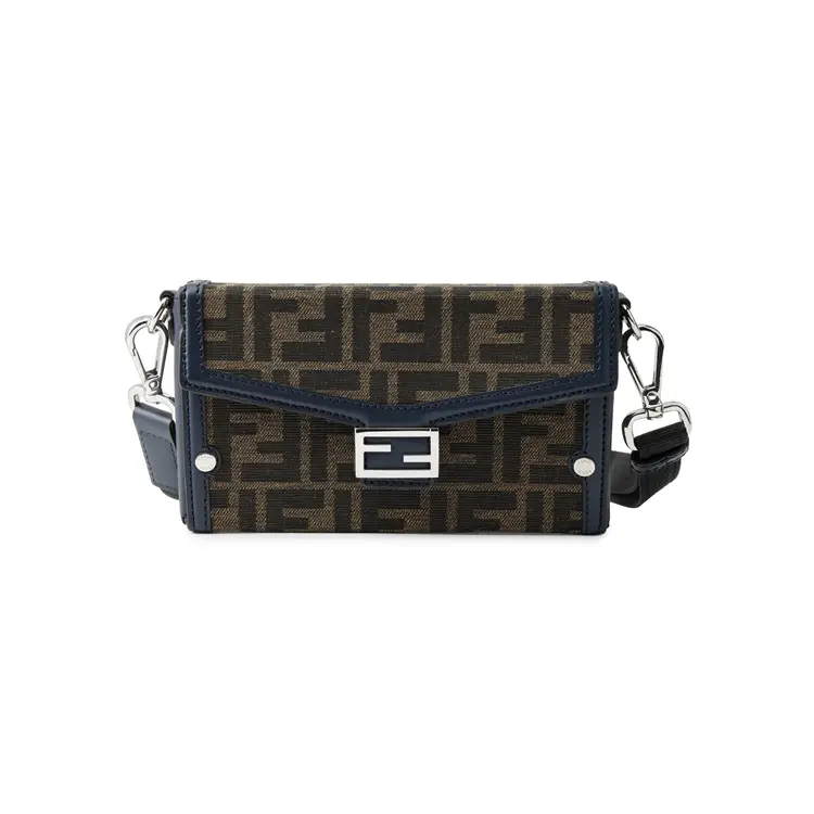FENDI Кожаная сумка-сумка-багет через плечо мужская коричневая — фото 2