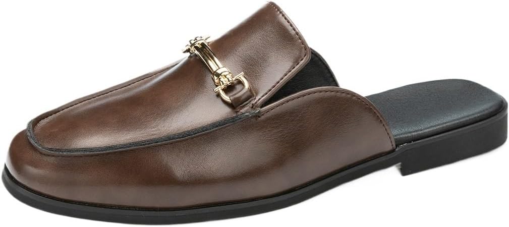 

Мужские кожаные лоферы, деловые сабо без задника, удобные, дышащие, стильные, офисные сандалии Zestrelax, коричневый