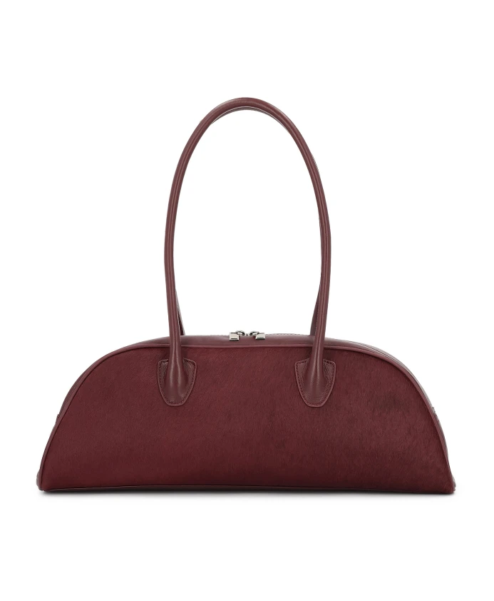 

Темно-Коричневая овальная кожаная сумка с щетиной Kazar Studio, коричневый