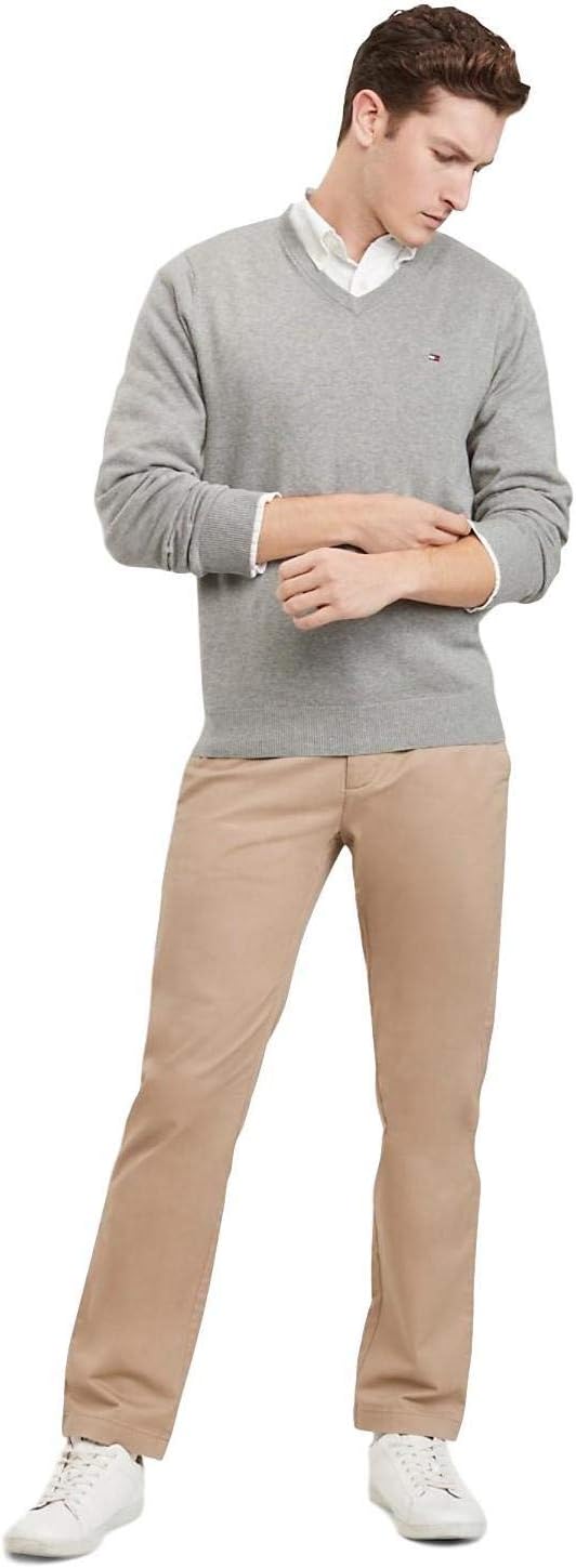 Мужская хлопковая кофта Tommy Hilfiger с V-образным вырезом, Grey — фото 3