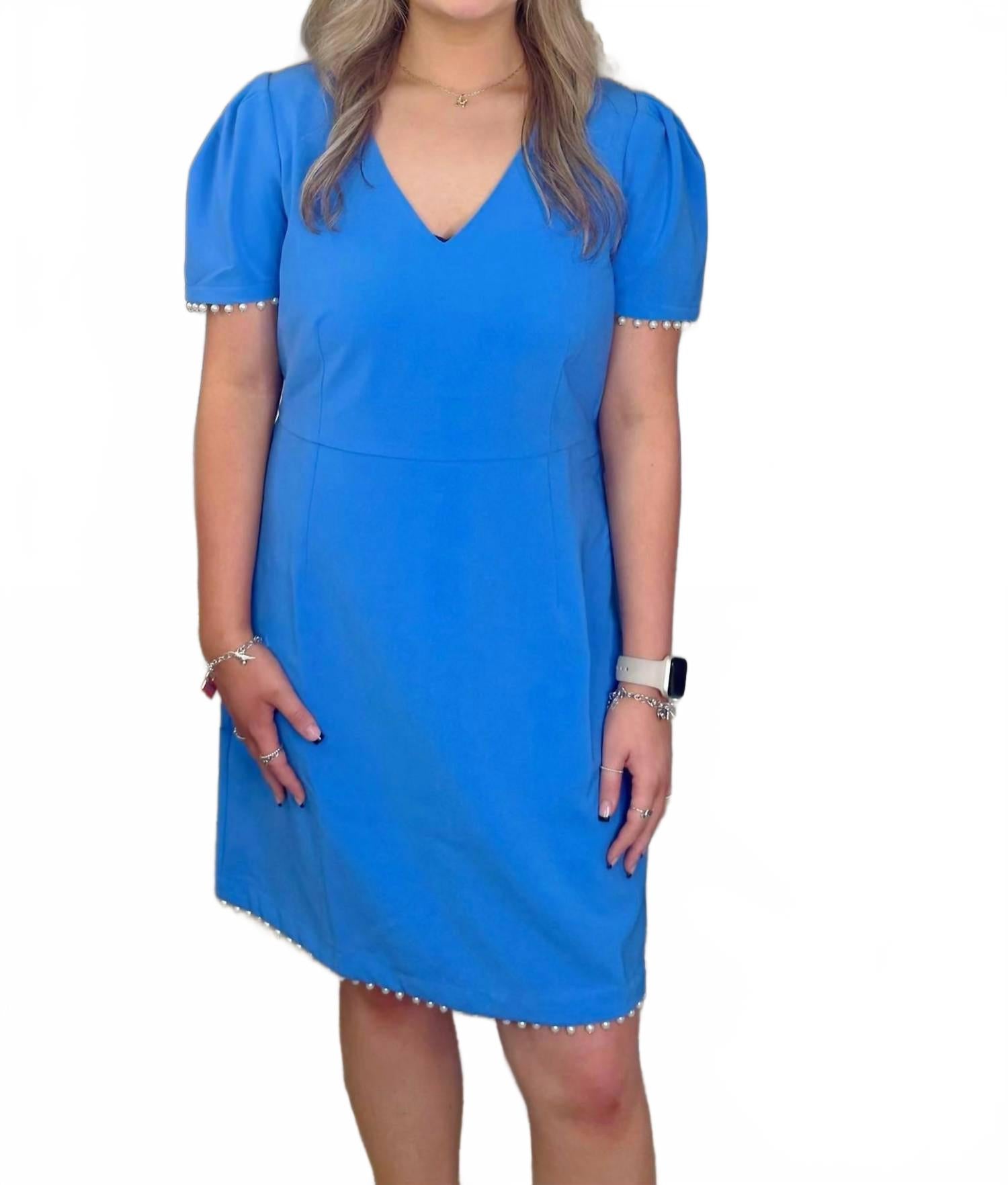 

Голубое платье с жемчужной отделкой Jade