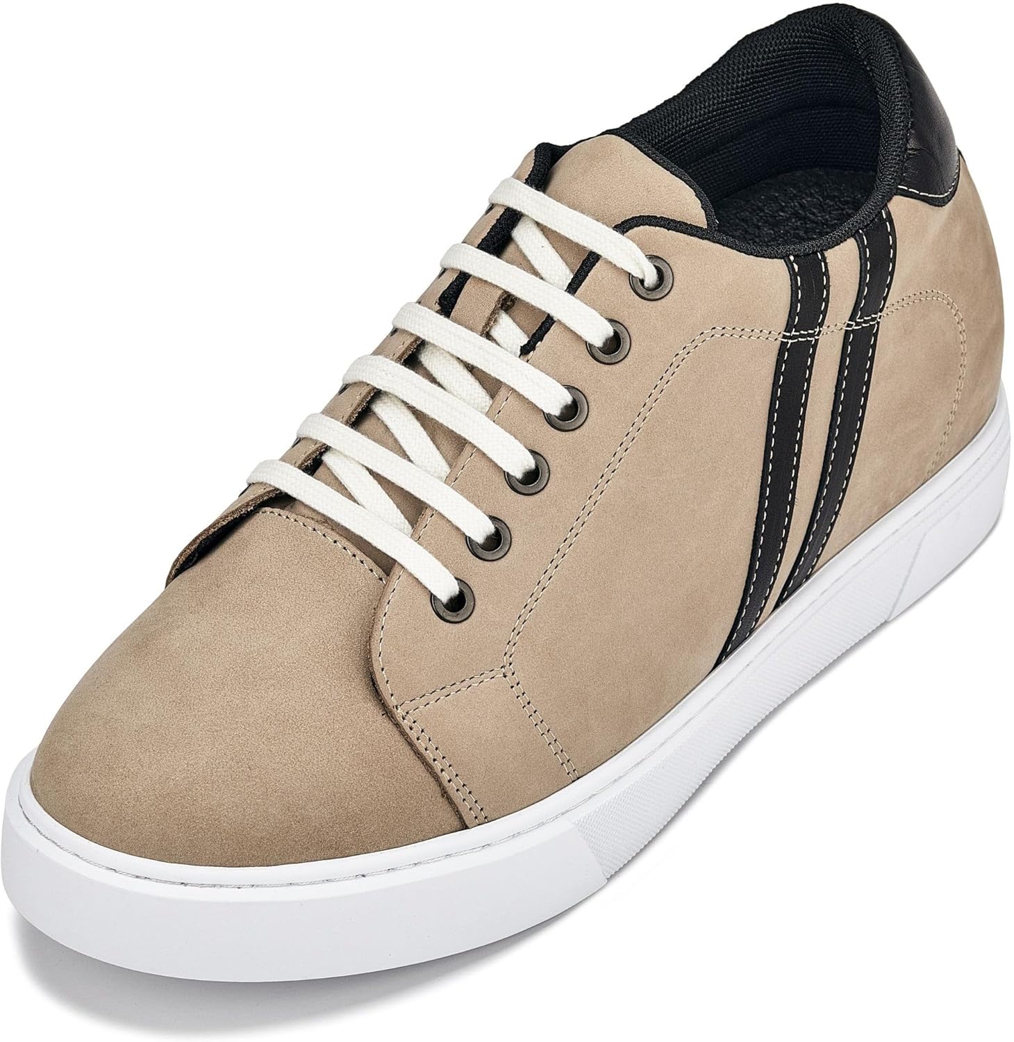 

Мужские невидимые обувные вставки для увеличения роста CALTO - кроссовки из нубука цвета тауп с кожей, на шнуровке, модные - прибавляют 7 см - модель K1552 - размер 9 D(M) US, 9 Taupe