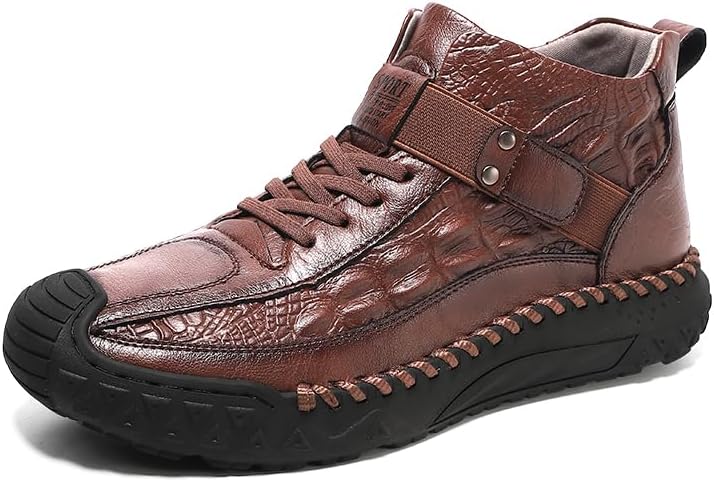 

Мужские осенне-зимние модные кроссовки MEIXI с высокими берцами, выполненные из микрофибры с ручной прошивкой, для повседневного и спортивного ношения Meixi Mobile, коричневый