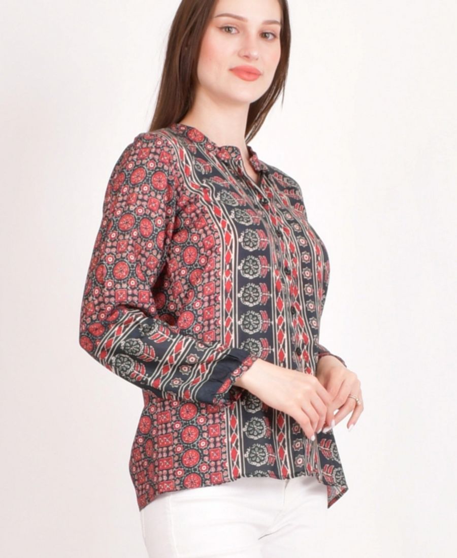 

Женская шелковая муслиновая блузка на пуговицах RAAS, Maroon