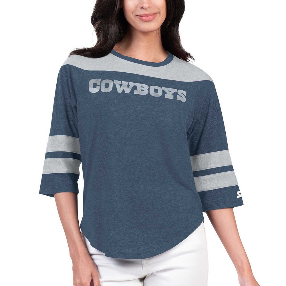 

Женская стартовая темно-синяя футболка с рукавами 3/4 Dallas Cowboys Fullback Tri-Blend Starter, цвет Cow Navy