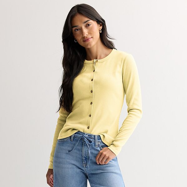 

Женская рубашка с длинным рукавом на пуговицах Sonoma Goods For Life, Yellow White Chip