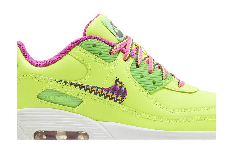 Кроссовки Nike Air Max 90 Leather GS 'Volt Fire Pink', желтый — фото 3