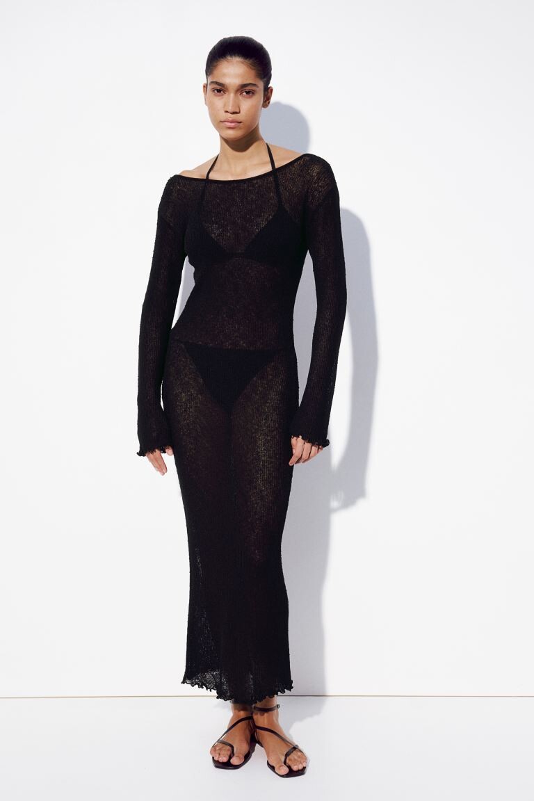 

Пляжное платье из свободной вязки H&M, черный