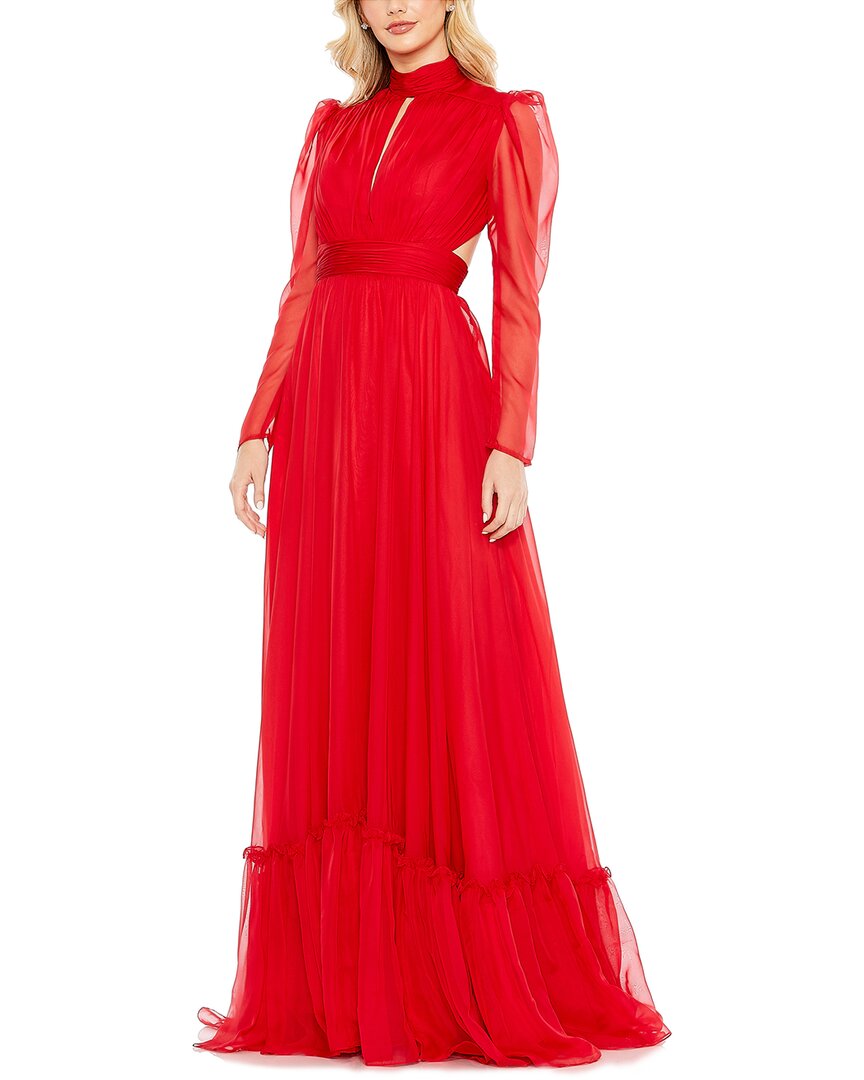 

Платье Mac Duggal с кружевными вставками и шнуровкой, красный