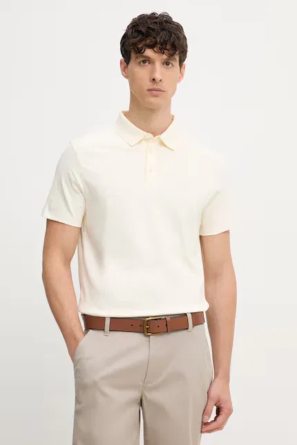 Футболка поло хлопковая Calvin Klein, бежевый