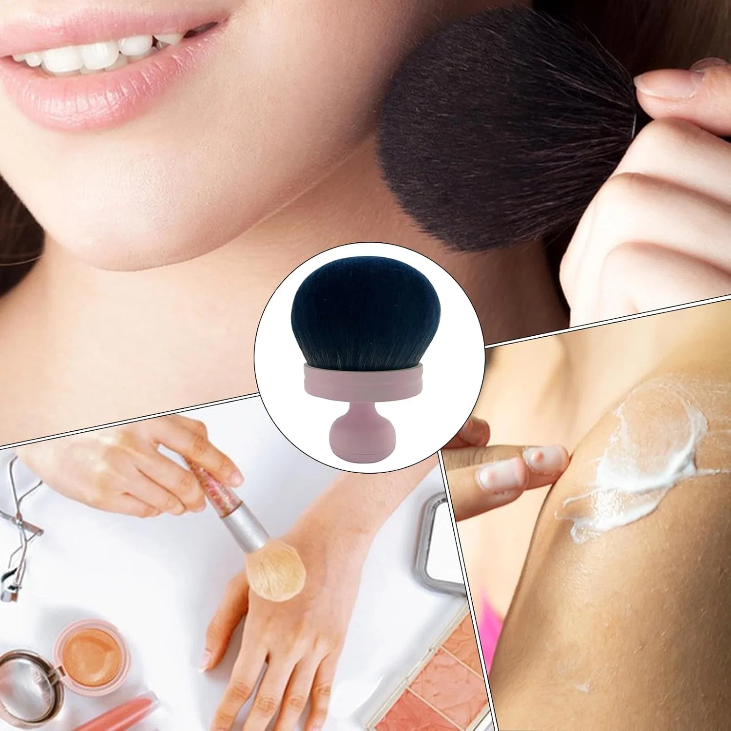 Кисть для автозагара, большая, мягкая щетина, бренд Generic, ярко-розовый — фото 4