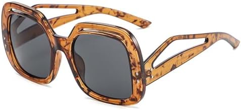 

Солнцезащитные очки большого размера 2027 года для женщин, с градиентными линзами, защитой от УФ-излучения UV400, для мужчин, с нестандартными дужками и заклепками MTZJH, Amber Grey