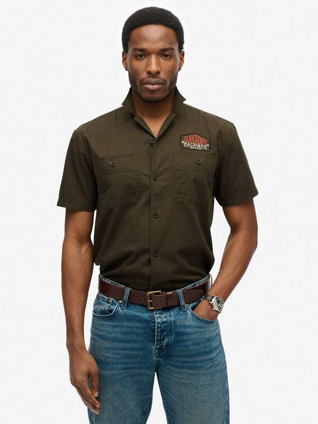 

Короткий рукав рубашка механика Superdry, Olive Green