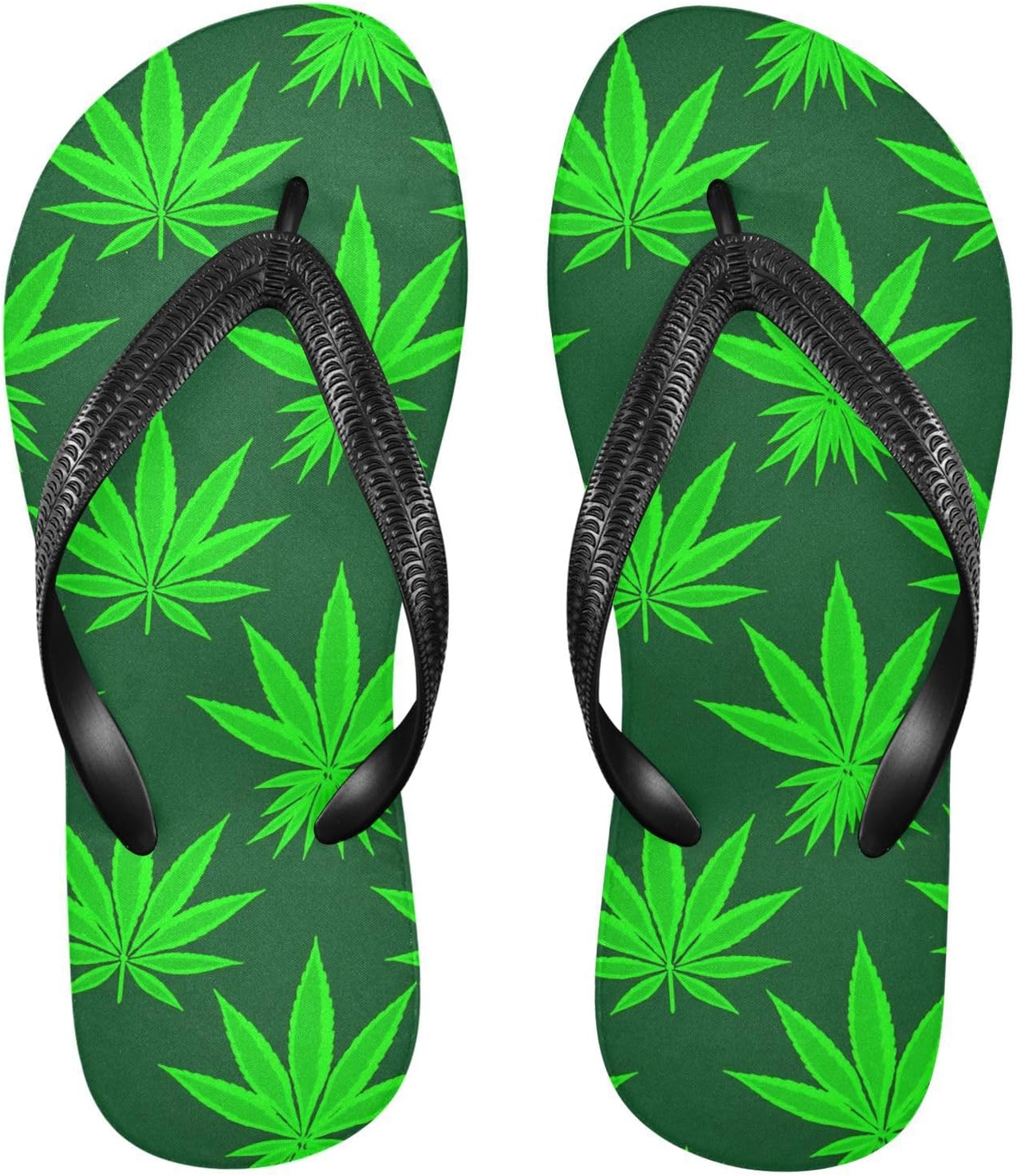 

Летние тапочки для пляжа с зелеными листьями, шлепанцы, резиновые нескользящие сандалии для мужчин и женщин Sinestour