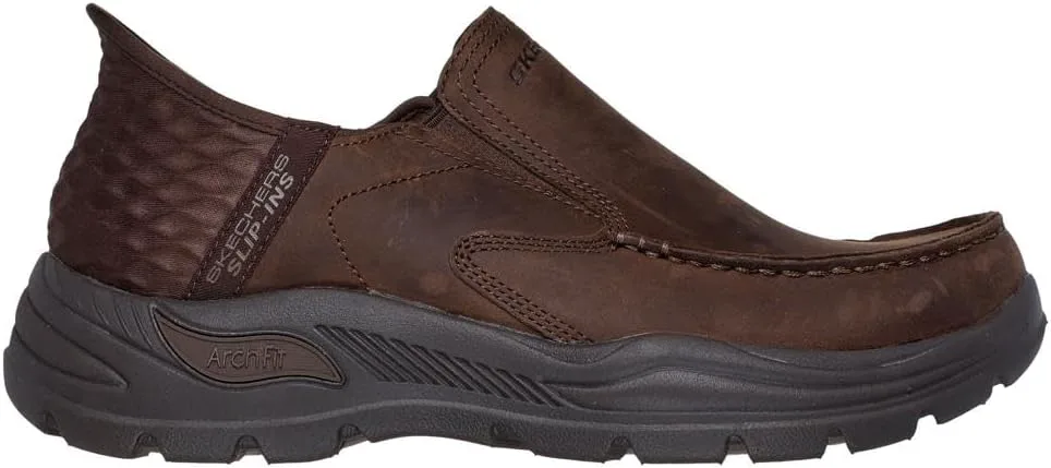 Мужские слипоны Skechers USA Arch Fit Motley - Milo Moc Toe с эластичными вставками из кожи — фото 4